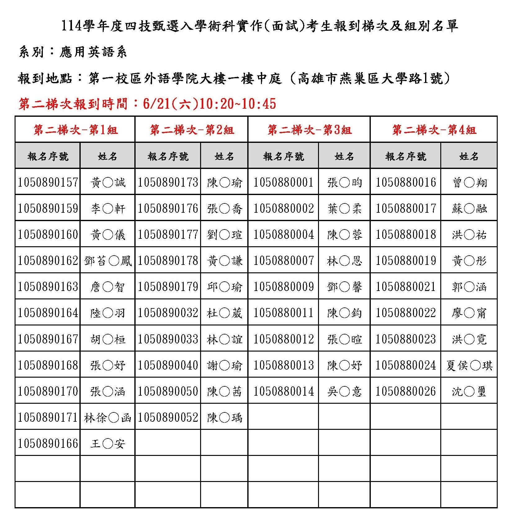 第二梯次報到